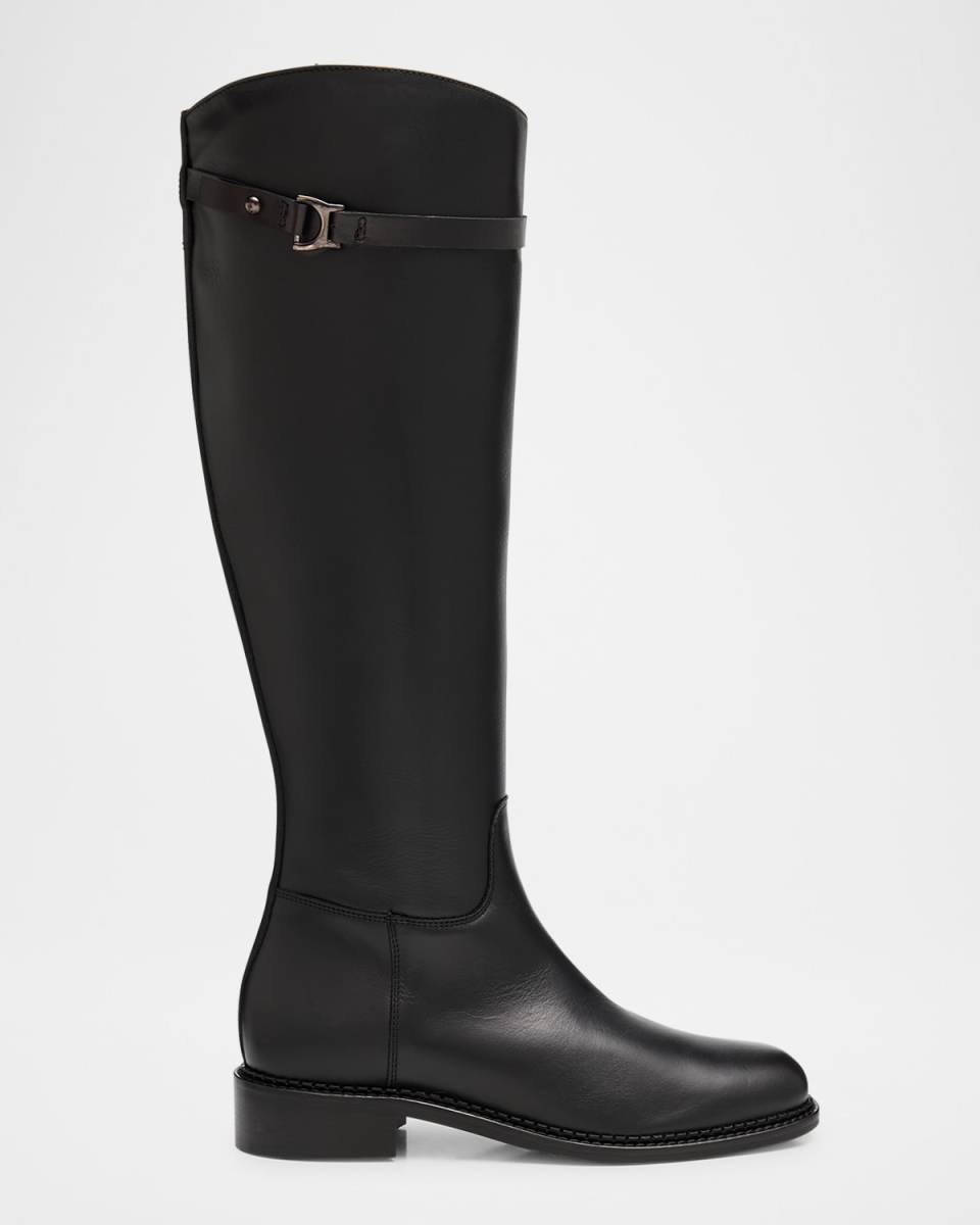 Soleil Waterproof Leather Knee-High Riding Boots